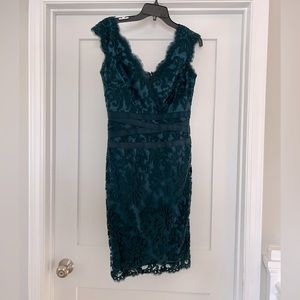 Tadashi Shoji blue green lace dress